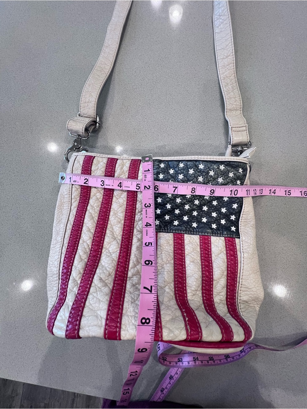 Blazin Roxx Flag Purse Pockets Working Zippers Adjustable Strap Distressed Used - Picture 5 of 14
